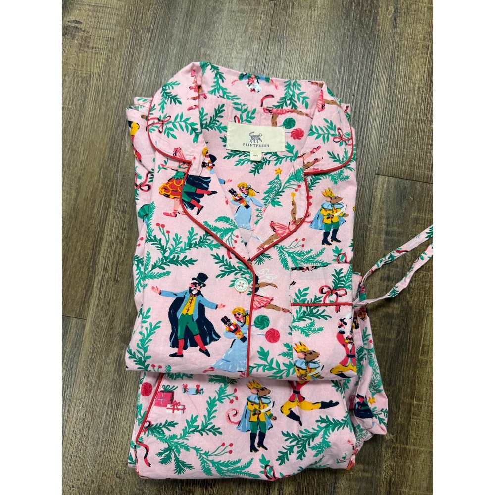 Printfresh Nutcracker Pajama Set Pink Organic Cotton Long Sleeve XXS New